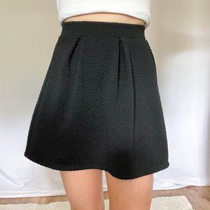 Black H&M Skirt High-waisted A Line Textured Mini Skirt